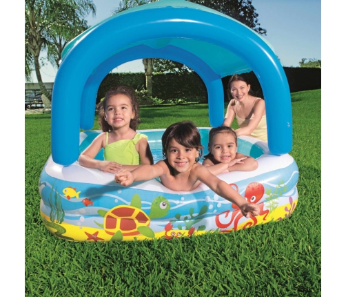 Bestway Piscina para niños con toldo azul 140x140x114 cm