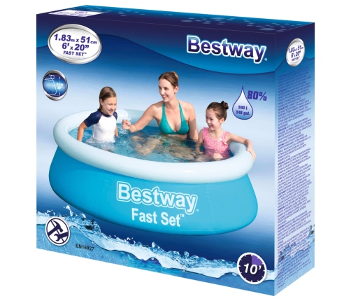 Bestway Piscina hinchable Fast Set redonda azul 183x51 cm