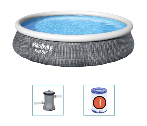 Bestway Piscina hinchable Fast Set con bomba 396x84 cm