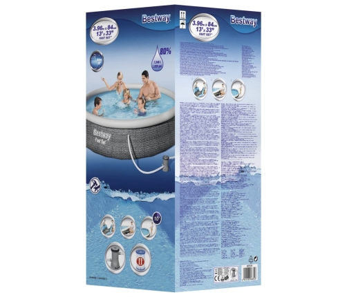 Bestway Piscina hinchable Fast Set con bomba 396x84 cm