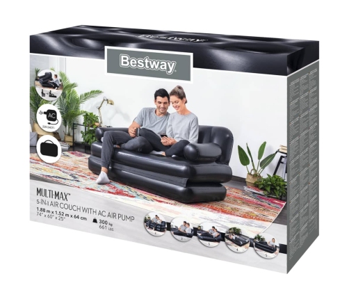 Bestway Sofá cama doble inflable 5 en 1 188x152x64 cm