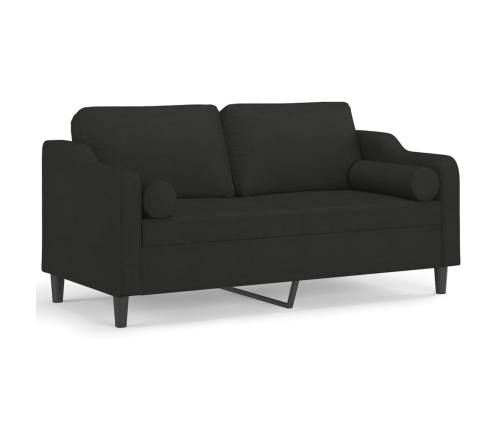 Sofá de 2 plazas con cojines tela negro 140 cm