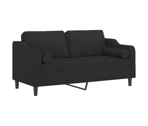 Sofá de 2 plazas con cojines tela negro 140 cm