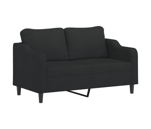 Sofá de 2 plazas con cojines tela negro 140 cm