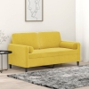 vidaXL Sofá de 2 plazas con cojines terciopelo amarillo 140 cm