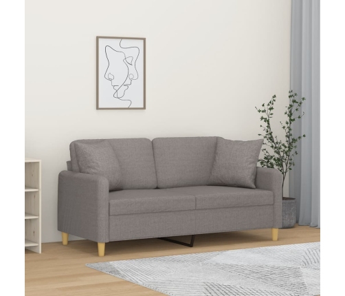 vidaXL Sofá de 2 plazas con cojines tela gris taupe 140 cm