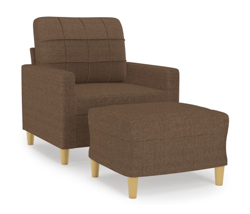 vidaXL Sillón con taburete tela marrón 60 cm