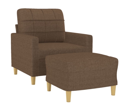 vidaXL Sillón con taburete tela marrón 60 cm