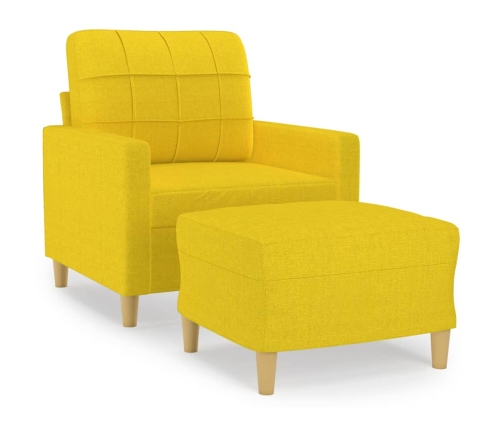 Sillón con taburete tela amarillo claro 60 cm