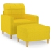 Sillón con taburete tela amarillo claro 60 cm