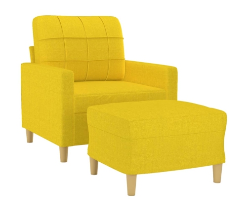 Sillón con taburete tela amarillo claro 60 cm