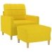 Sillón con taburete tela amarillo claro 60 cm