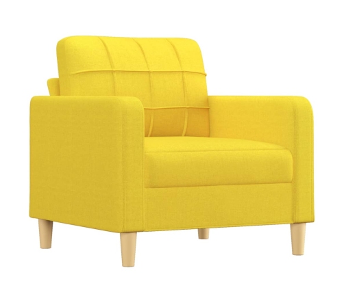 Sillón con taburete tela amarillo claro 60 cm