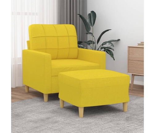 Sillón con taburete tela amarillo claro 60 cm