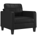 Sillón con taburete cuero sintético negro 60 cm