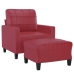 Sillón con taburete cuero sintético rojo tinto 60 cm