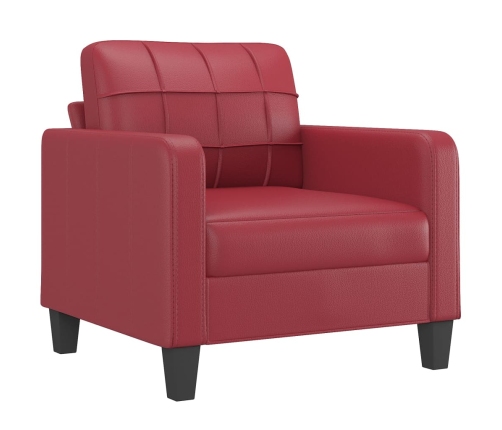 Sillón con taburete cuero sintético rojo tinto 60 cm