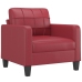 Sillón con taburete cuero sintético rojo tinto 60 cm