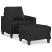 Sillón con taburete cuero sintético negro 60 cm