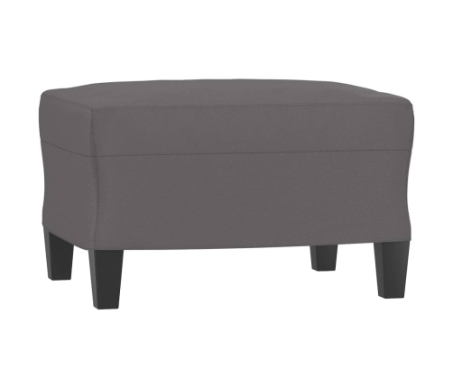 Sillón con taburete cuero sintético gris 60 cm