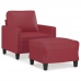 Sillón con taburete cuero sintético rojo tinto 60 cm