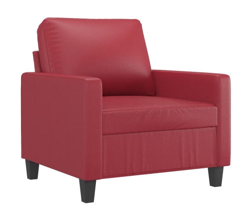 Sillón con taburete cuero sintético rojo tinto 60 cm