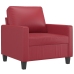 Sillón con taburete cuero sintético rojo tinto 60 cm