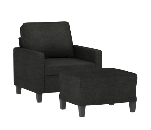 Sillón con taburete tela negro 60 cm