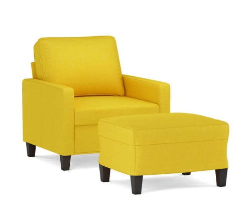 vidaXL Sillón con taburete tela amarillo claro 60 cm