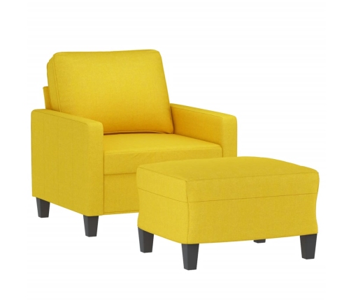 vidaXL Sillón con taburete tela amarillo claro 60 cm