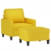 vidaXL Sillón con taburete tela amarillo claro 60 cm