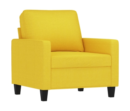 vidaXL Sillón con taburete tela amarillo claro 60 cm