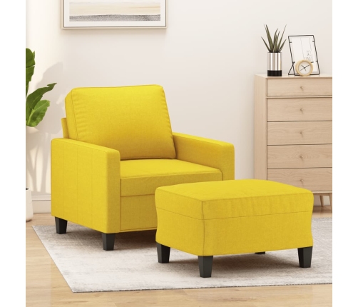 vidaXL Sillón con taburete tela amarillo claro 60 cm