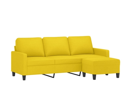 vidaXL Sofá de 3 plazas con taburete de tela amarillo claro 180 cm