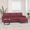 vidaXL Sofá de 3 plazas con taburete de tela rojo tinto 180 cm