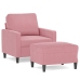 Sillón con taburete terciopelo rosa 60 cm