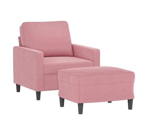 Sillón con taburete terciopelo rosa 60 cm