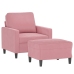 Sillón con taburete terciopelo rosa 60 cm