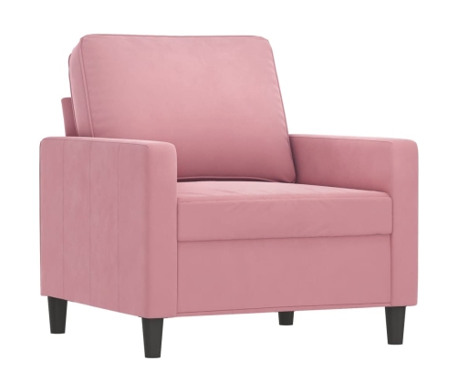 Sillón con taburete terciopelo rosa 60 cm