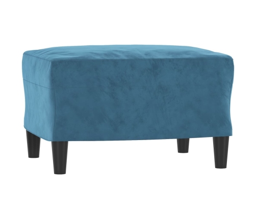 Sillón con taburete terciopelo azul 60 cm