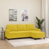 Sofá de 3 plazas con taburete terciopelo amarillo 180 cm