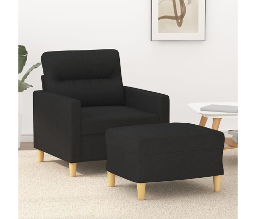 Sillón con taburete tela negro 60 cm