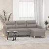 Sofá de 3 plazas con taburete de tela gris taupe 180 cm