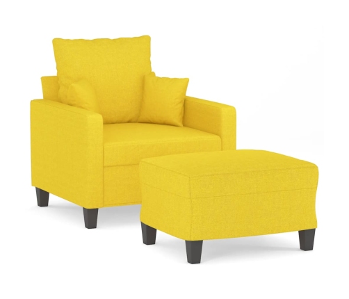 Sillón con taburete tela amarillo claro 60 cm