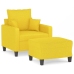 Sillón con taburete tela amarillo claro 60 cm