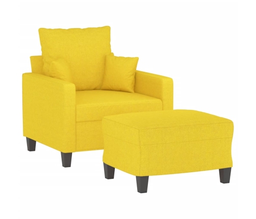 Sillón con taburete tela amarillo claro 60 cm