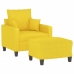 Sillón con taburete tela amarillo claro 60 cm