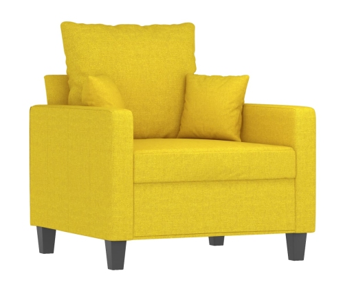 Sillón con taburete tela amarillo claro 60 cm