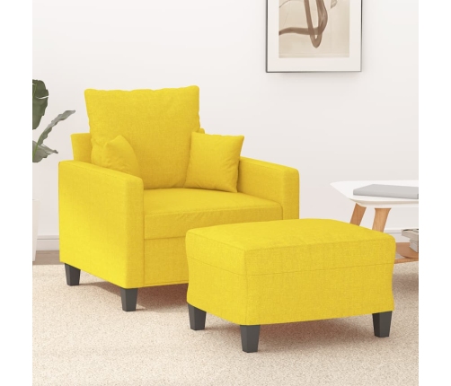 Sillón con taburete tela amarillo claro 60 cm