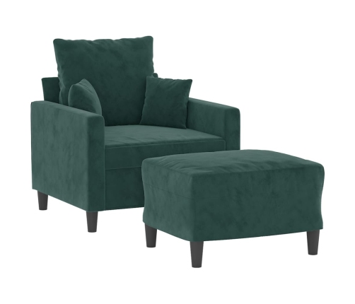 Sillón con taburete terciopelo verde oscuro 60 cm